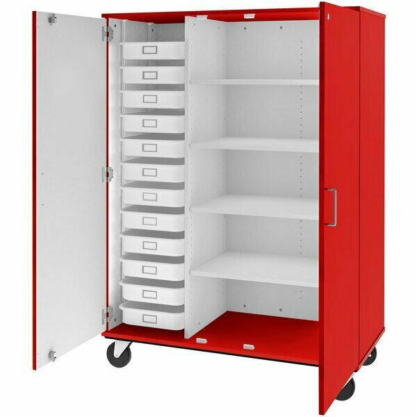 I.D. Systems 67'' Tulip Red Cabinet with 12 3 1/2'' Trays and 4 Shelves. 538599F67043